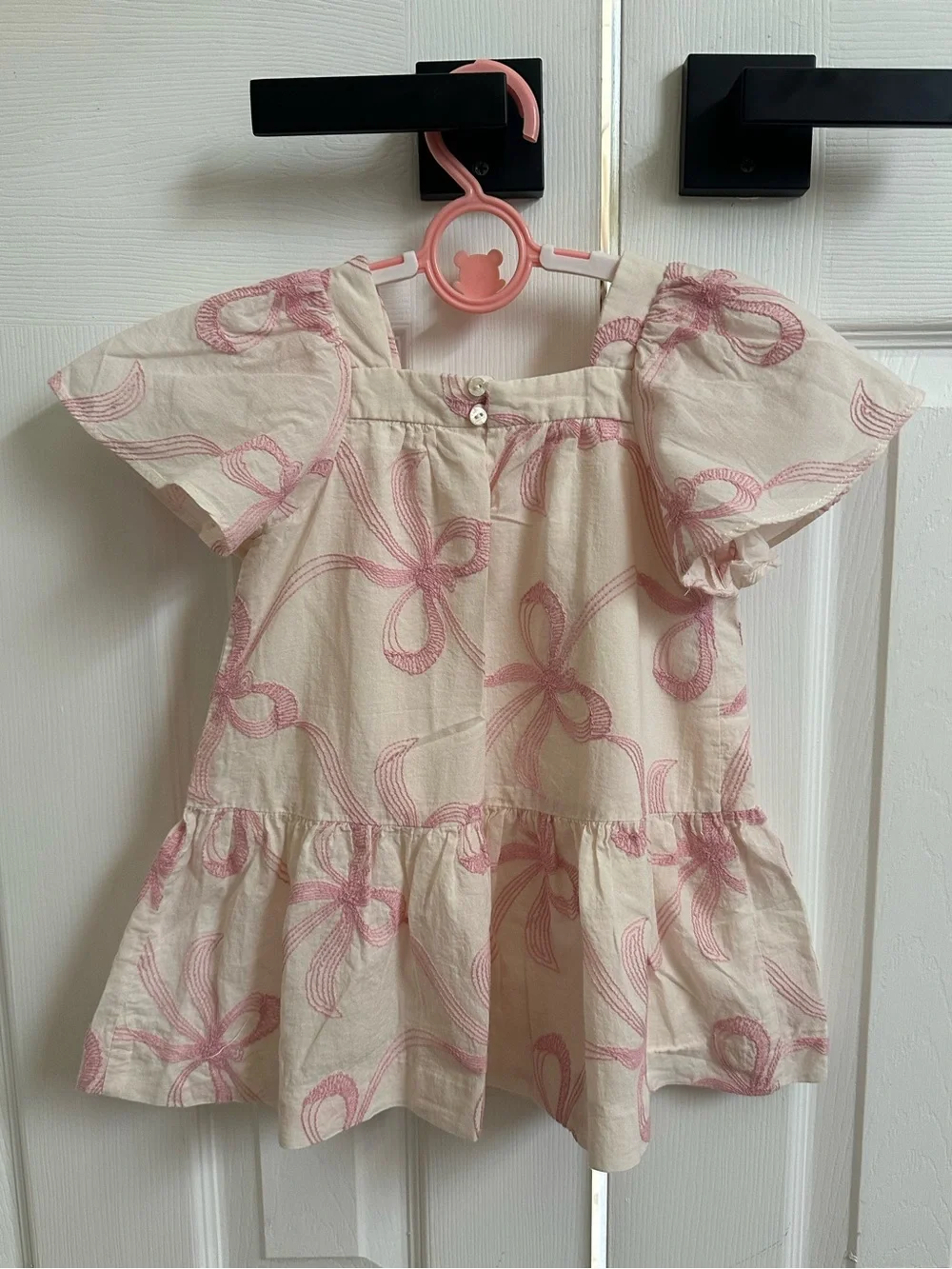 Zara White Dress with Pink Bow Print